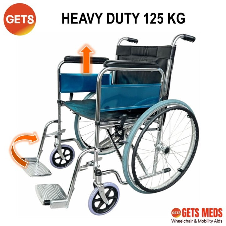 Wheelchair Chrome 19.4kg & Detachable For Load 125kg: GETS G1974D Detachable