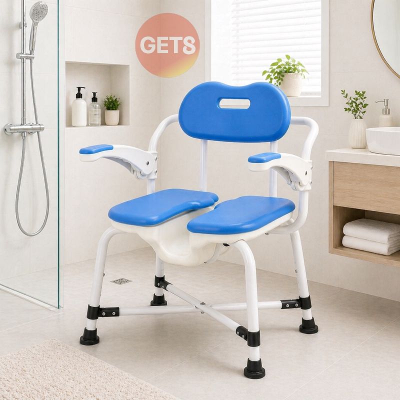 SHOWER CHAIR G669HD FLIP-UP ARMRESTS & HEIGHT ADJUSTABLE FOR LOAD 125KG: GETS SHOWER CHAIR 5.5KG ALUMINIUM RUST PROOF