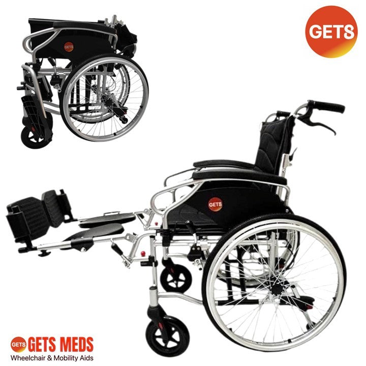 GETS Elevating Wheelchair G903EL-22: Lightweight 14.8kg & Foldable Wheelchair, with 22” Polyurethane (PU) Wheels & Heigh