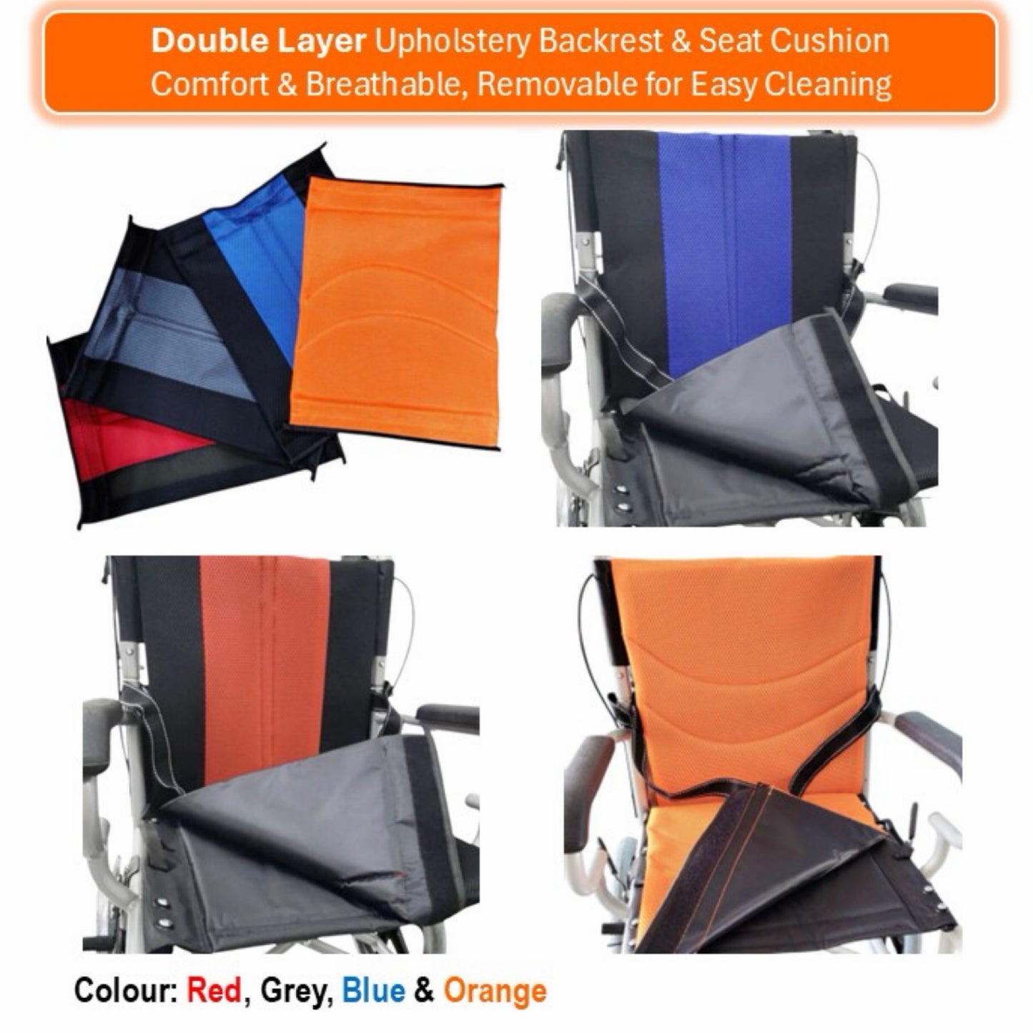 GETS EASY14 PUSHCHAIR ♿️ Foldable Backrest, Fixed Armrests, Fixed Legrests, & Optional Fixed Cushions Or Removable Cushions