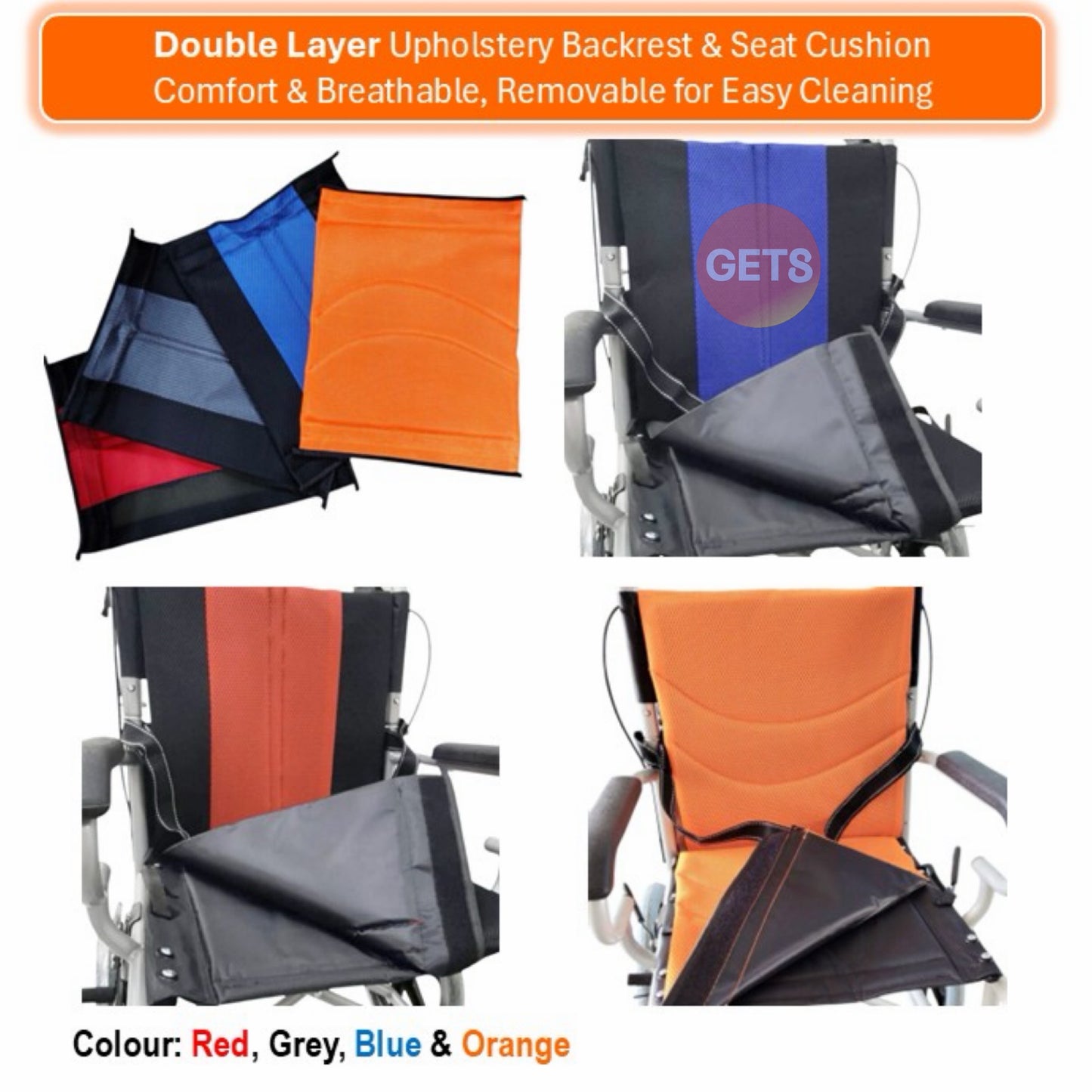 GETS UPLIFT14 PUSHCHAIR ♿️ Foldable Backrest, Flip-Back Armrests, Foldable Legrests, & Removable Cushions