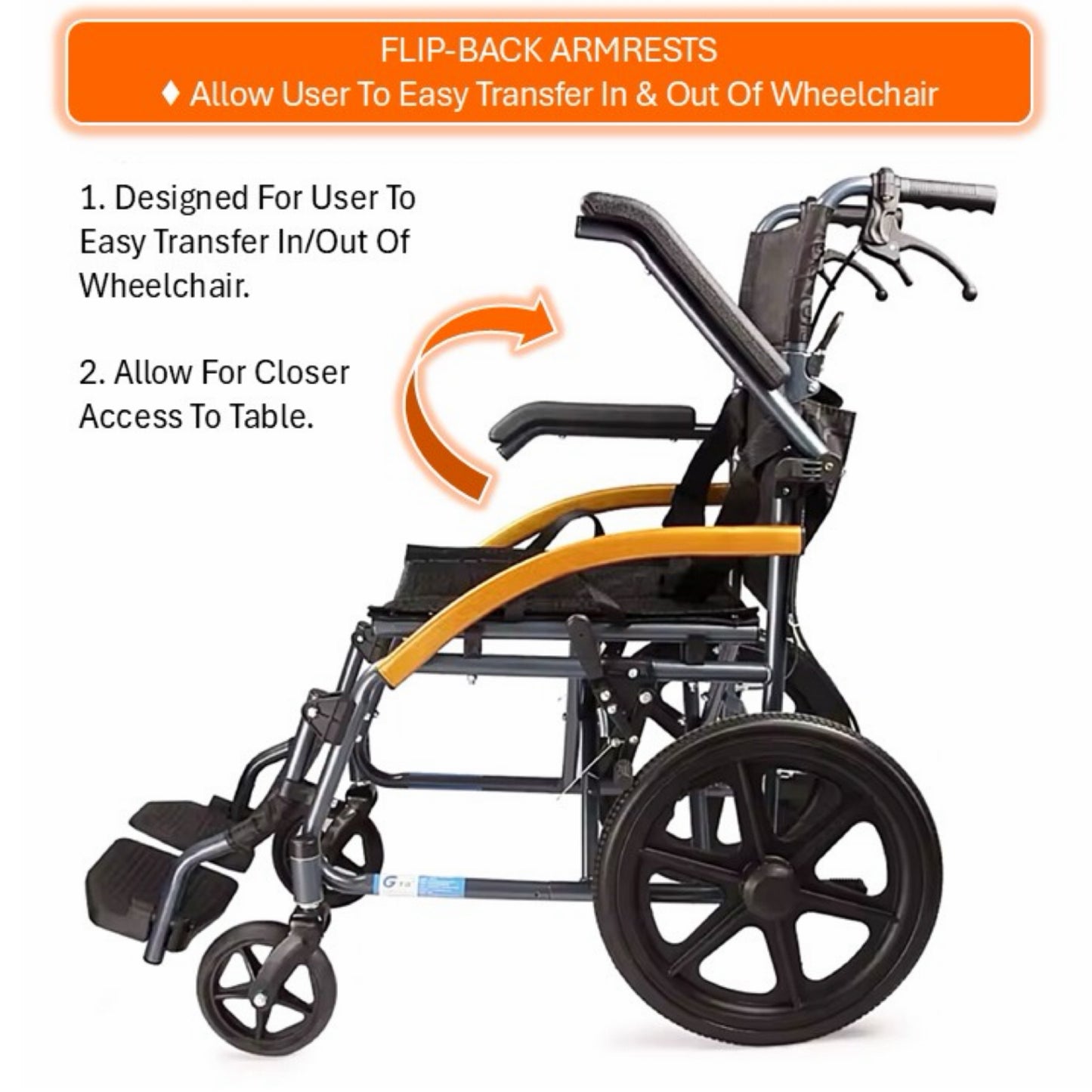 GETS UPLIFT14 PUSHCHAIR ♿️ Foldable Backrest, Flip-Back Armrests, Foldable Legrests, & Removable Cushions