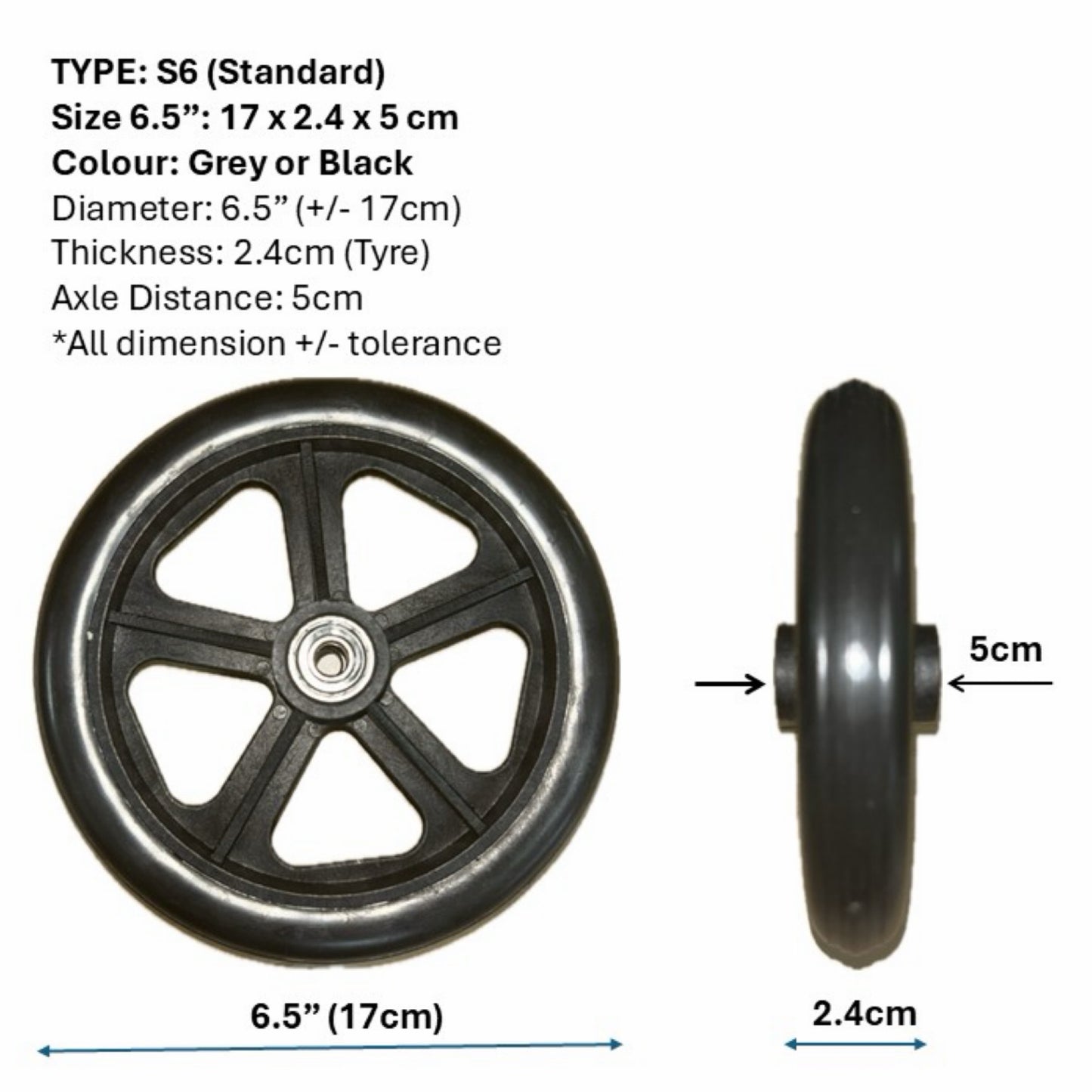 CASTOR WHEELS FOR WHEELCHAIR: GETS CASTOR WHEELS DIAMETER 5" (13cm), 6" (15cm), 7" (18cm) & 8" (20cm) FOR WHEELCHAIR