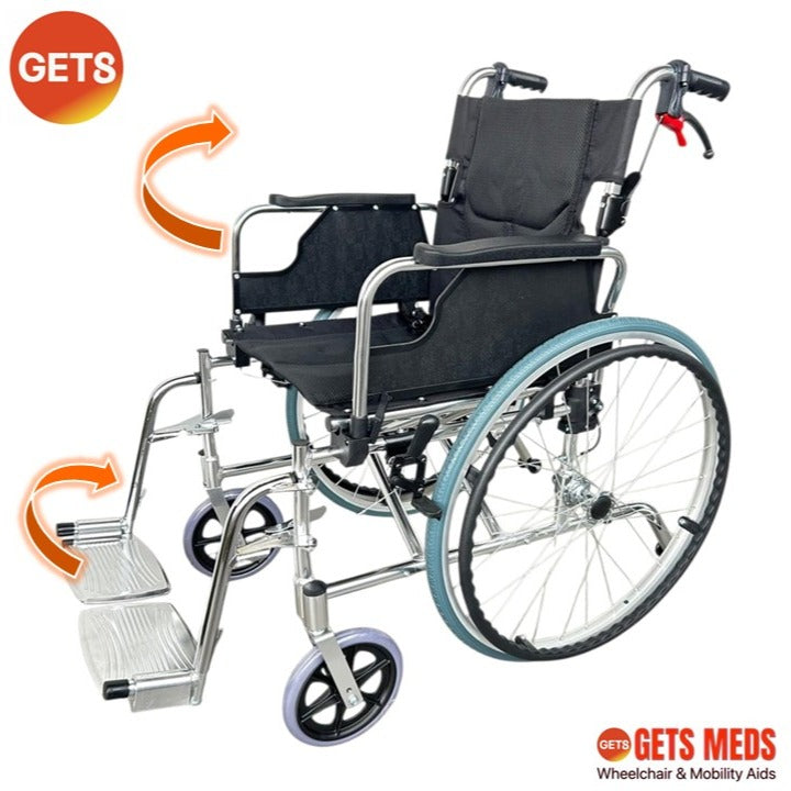 Wheelchair Detachable Aluminium 14.5kg: GETS G1908S DETACHABLE