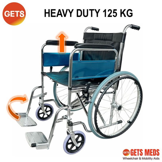 Wheelchair Chrome 19.4kg & Detachable For Load 125kg: GETS G1974D Detachable