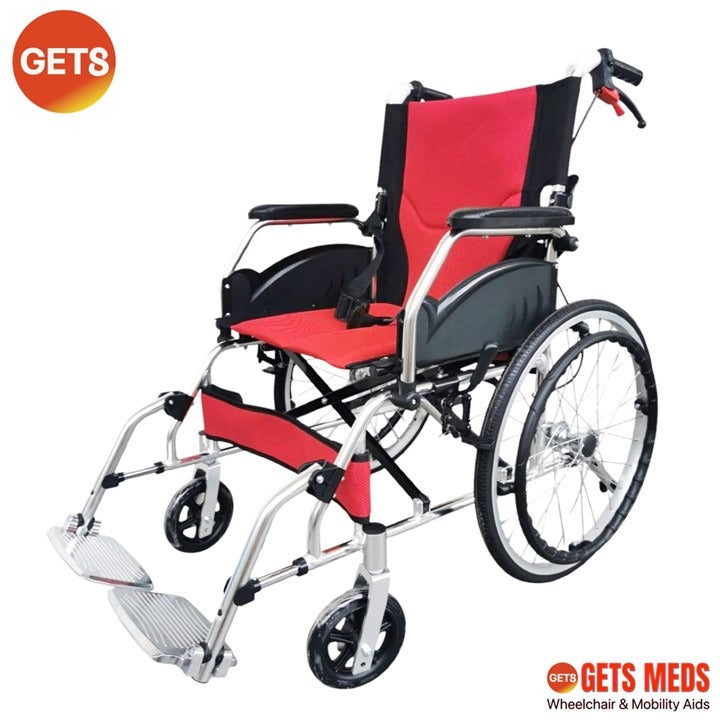 WHEELCHAIR D863Y: GETS STANDARD ALUMINIUM WHEELCHAIR 11.6KG FOR LOAD 100KG & SELF-PROPELLED