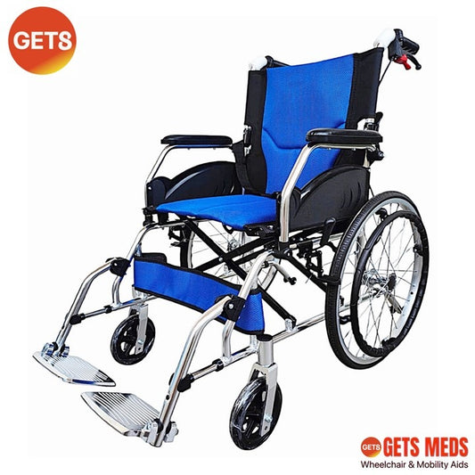 WHEELCHAIR D863Y: GETS STANDARD ALUMINIUM WHEELCHAIR 11.6KG FOR LOAD 100KG & SELF-PROPELLED