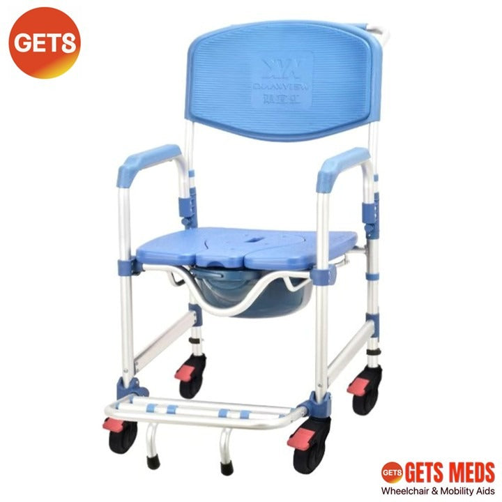 Shower Commode Aluminium 7kg: GETS-G607E Compact