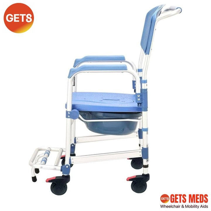 Shower Commode Aluminium 7kg: GETS-G607E Compact