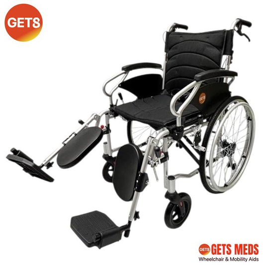 GETS Elevating Wheelchair G903EL-22: Lightweight 14.8kg & Foldable Wheelchair, with 22” Polyurethane (PU) Wheels & Heigh