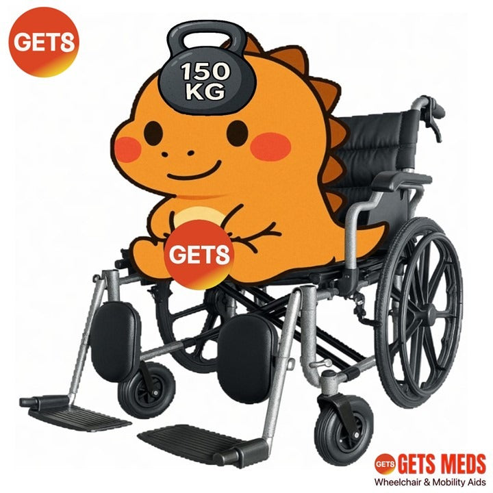 WHEELCHAIR D951Y BARIATRIC FOR LOAD 150KG: GETS BARIATRIC WHEELCHAIR ALLOY STEEL 19.5Kg / 22.5Kg & SELF-PROPELLED