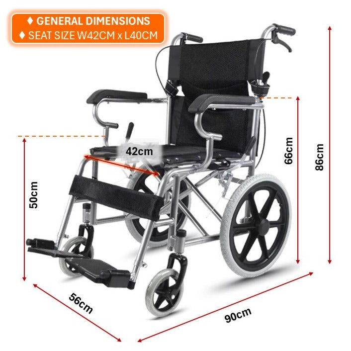 WHEELCHAIR STEEL ALLOY 11KG FOR LOAD 100KG: GETS GSR06S PUSHCHAIR WITH SOLID POLYURETHANE (PU) WHEELS