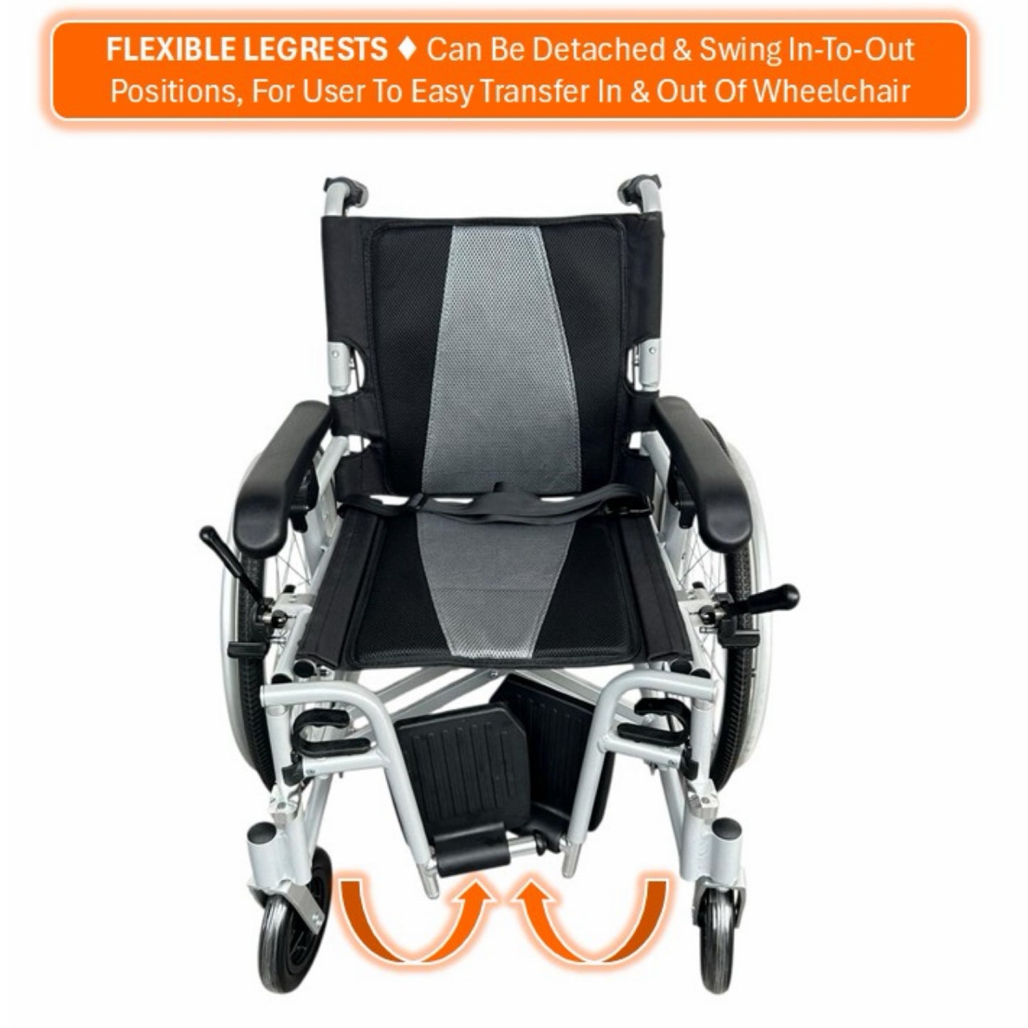 GETS VERSA LITE22 ALUMINIUM PUSHCHAIR ♿️ Backrest Foldable, Height-Adjustable PU Armrests, Flexible-Detachable Legrests, Detachable Rear Wheels, Self-Propelled