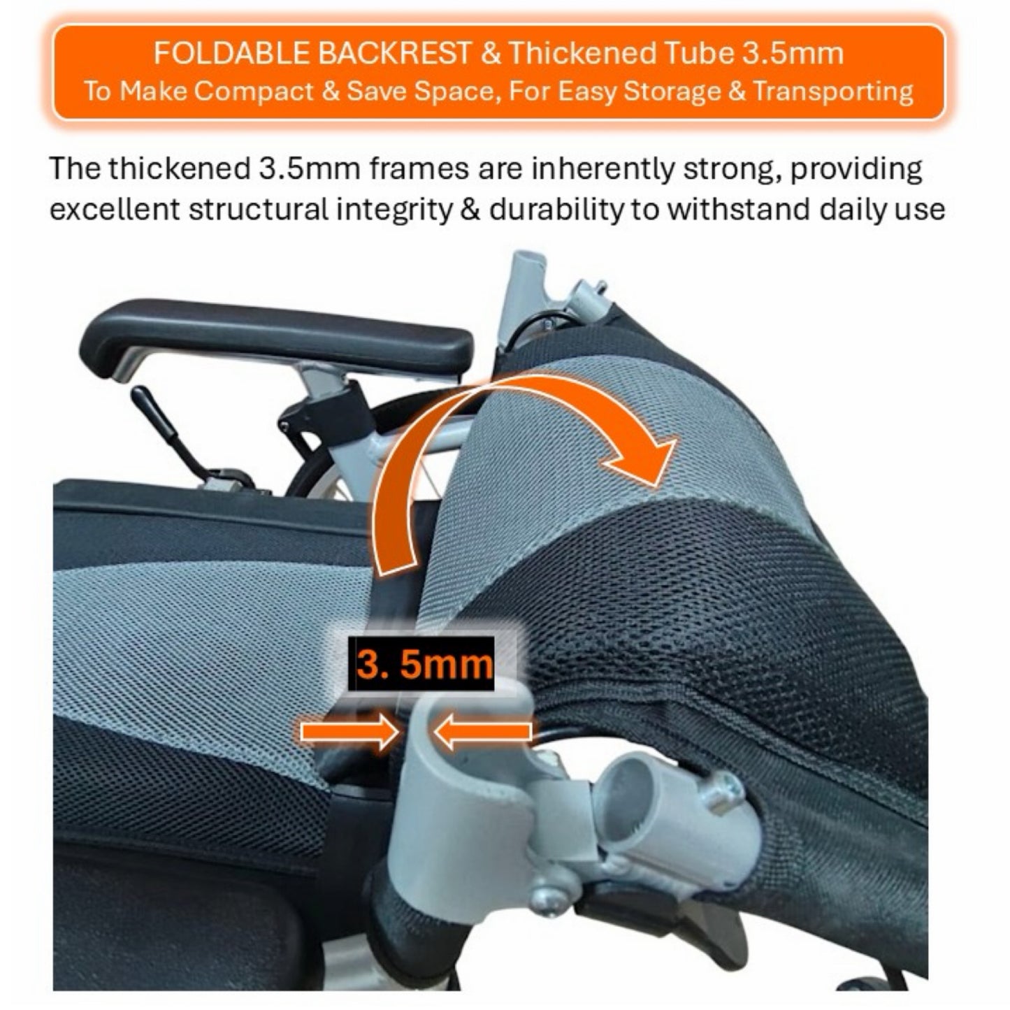 GETS VERSA LITE22 ALUMINIUM PUSHCHAIR ♿️ Backrest Foldable, Height-Adjustable PU Armrests, Flexible-Detachable Legrests, Detachable Rear Wheels, Self-Propelled
