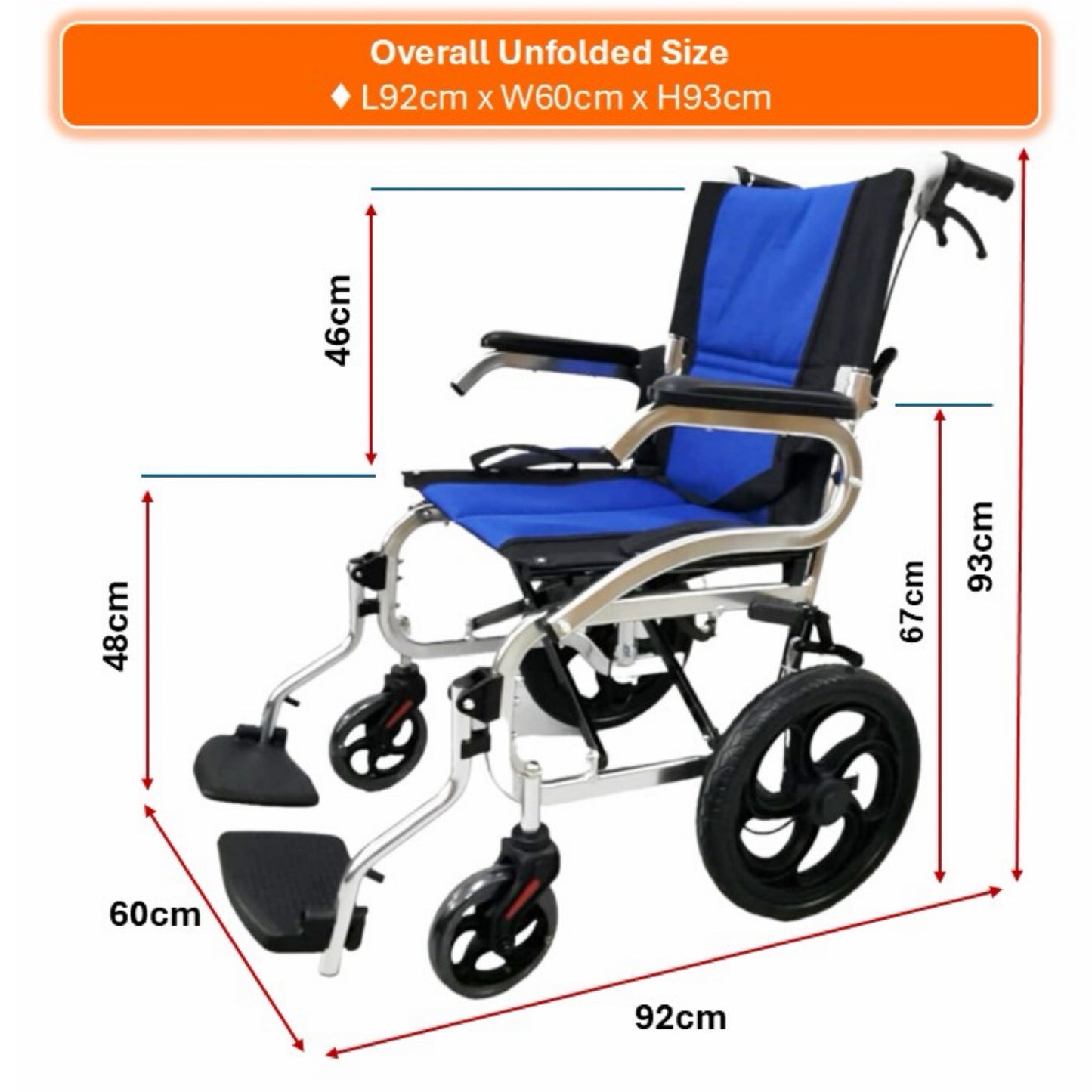 GETS COMPACT LITE861 ALUMINIUM PUSHCHAIR ♿️ Foldable Backrest, Fixed Armrests, Foldable Legrests