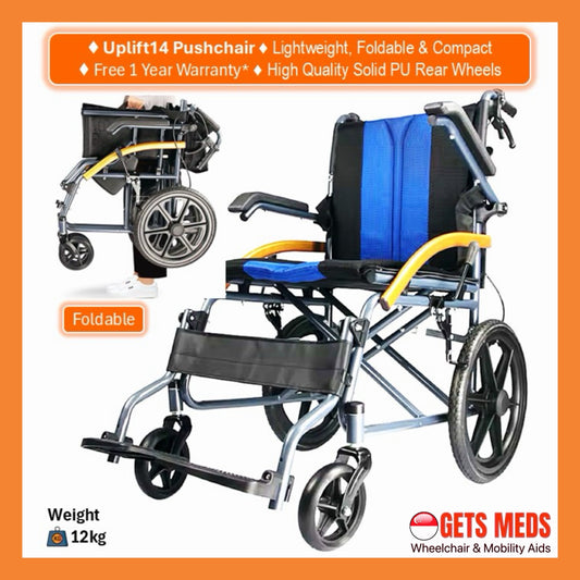 GETS UPLIFT14 PUSHCHAIR ♿️ Foldable Backrest, Flip-Back Armrests, Foldable Legrests, & Removable Cushions