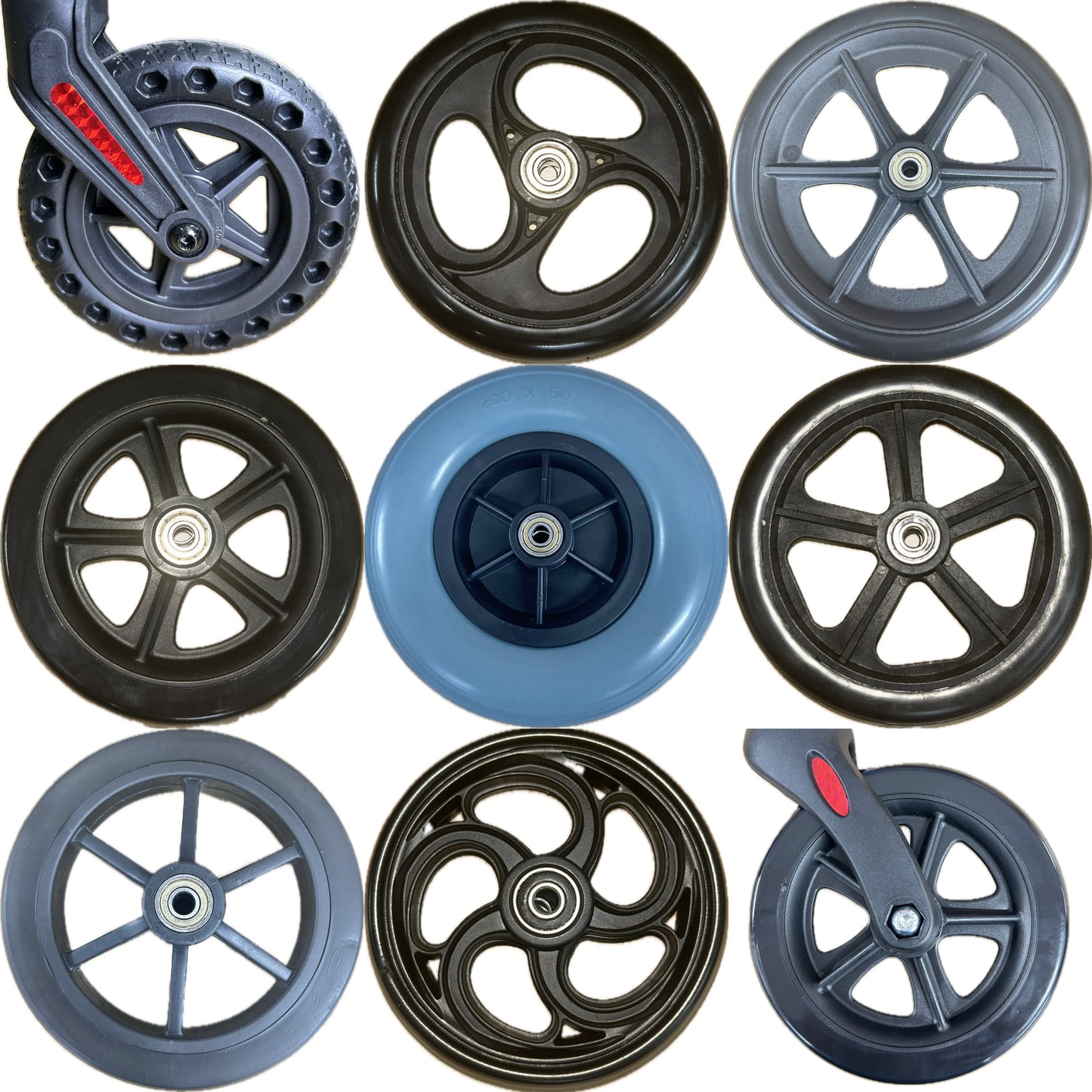 CASTOR WHEELS FOR WHEELCHAIR: GETS CASTOR WHEELS DIAMETER 5" (13cm), 6" (15cm), 7" (18cm) & 8" (20cm) FOR WHEELCHAIR