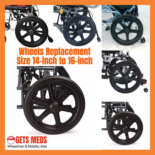 WHEELS FOR WHEELCHAIRS 14-INCH TO 16-INCH: GETS WHEELS SIZING CODE 16 x 1 3/8 SIZING CODE 16 X 1.75