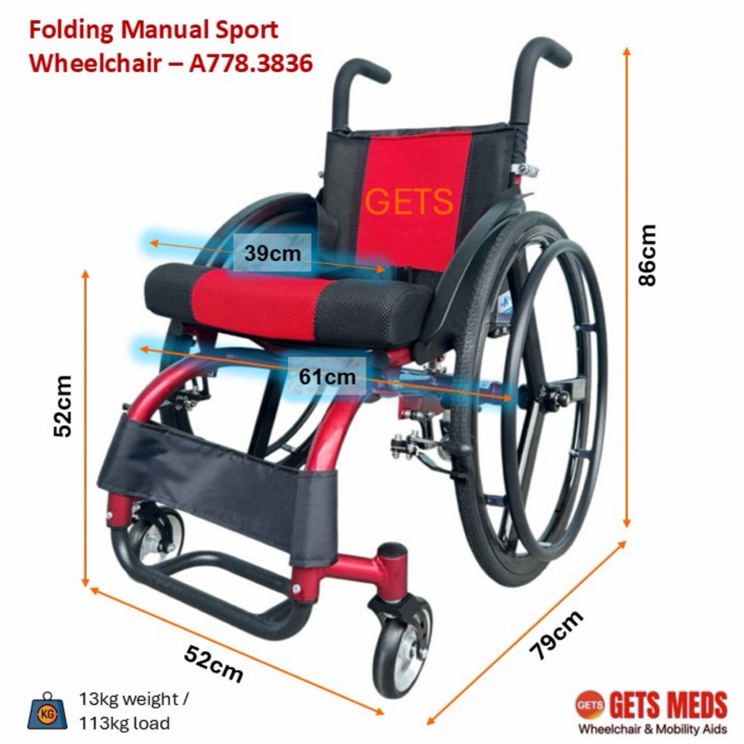 Aluminium Wheelchair ♿️ Manual Sport Wheelchair, Lightweight & Foldable