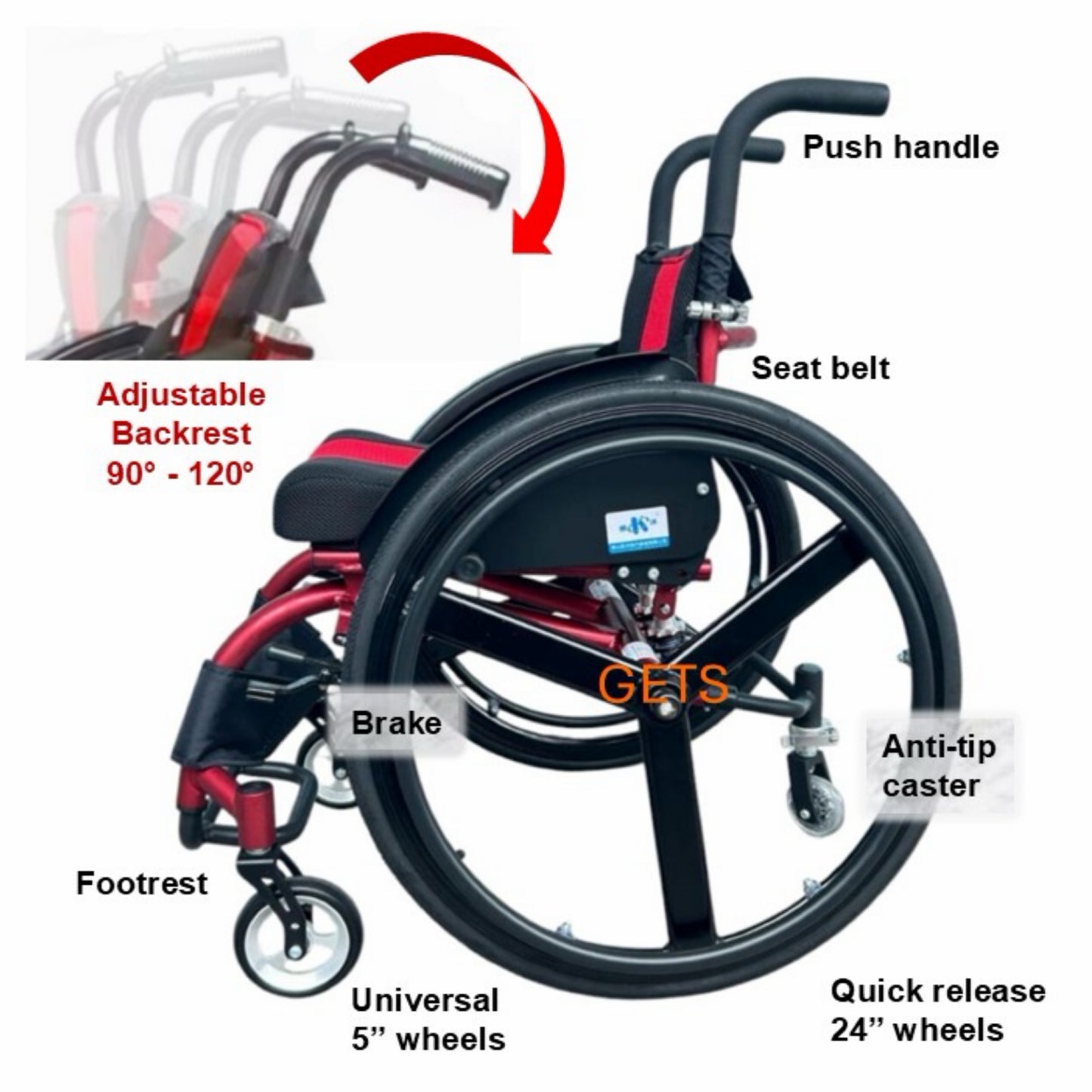 Aluminium Wheelchair ♿️ Manual Sport Wheelchair, Lightweight & Foldable