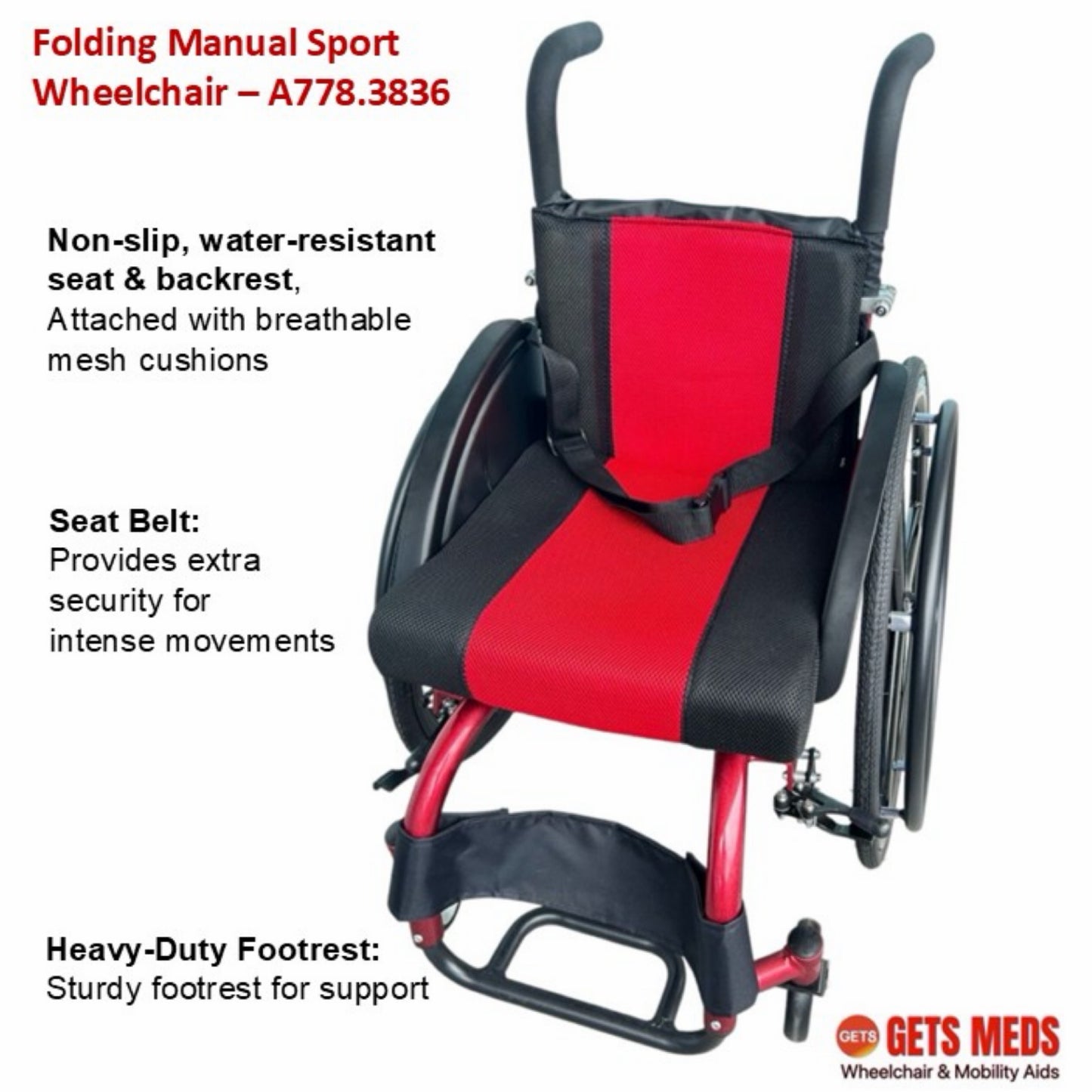 Aluminium Wheelchair ♿️ Manual Sport Wheelchair, Lightweight & Foldable