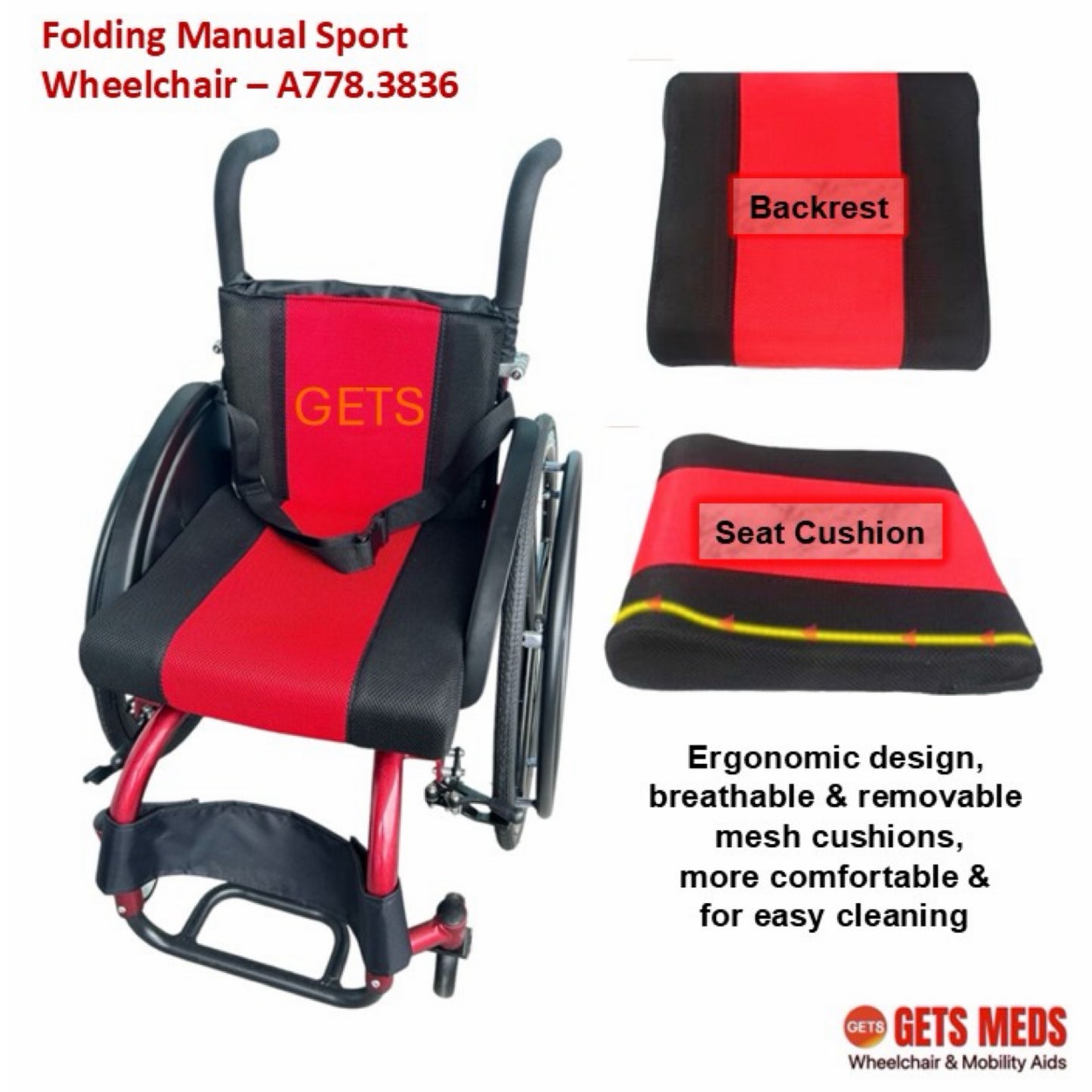 Aluminium Wheelchair ♿️ Manual Sport Wheelchair, Lightweight & Foldable