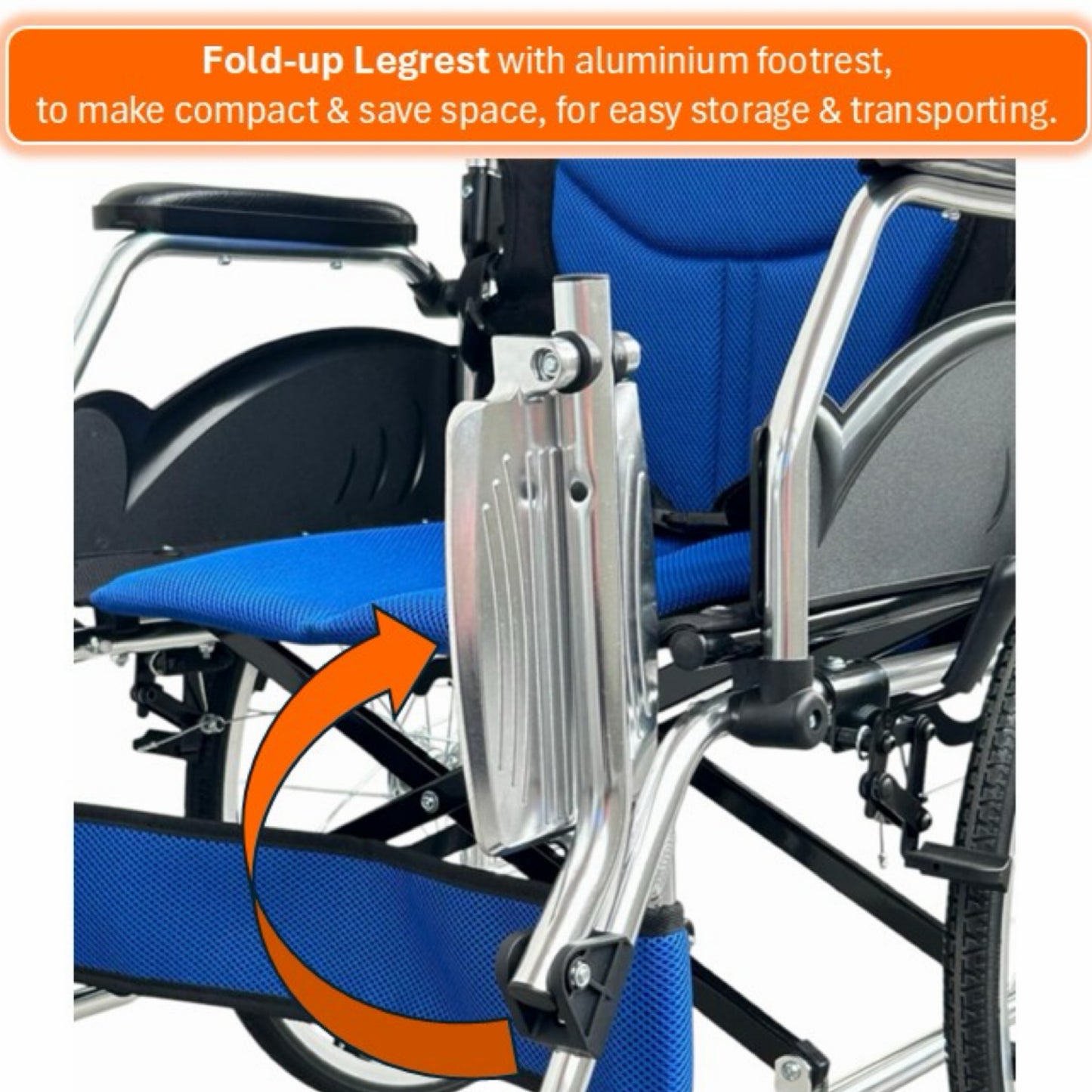 GETS STD863 ALUMINIUM WHEELCHAIR ♿️ Foldable Backrest, Fixed Armrests, Foldable Legrests, Anti-Tippers, Self-Propelled