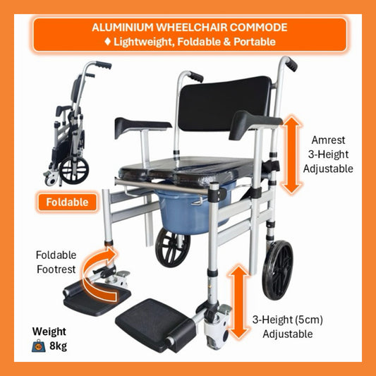 GETS Commode♿️ Commode-Wheelchair made of Aluminium, Lightweight & Foldable