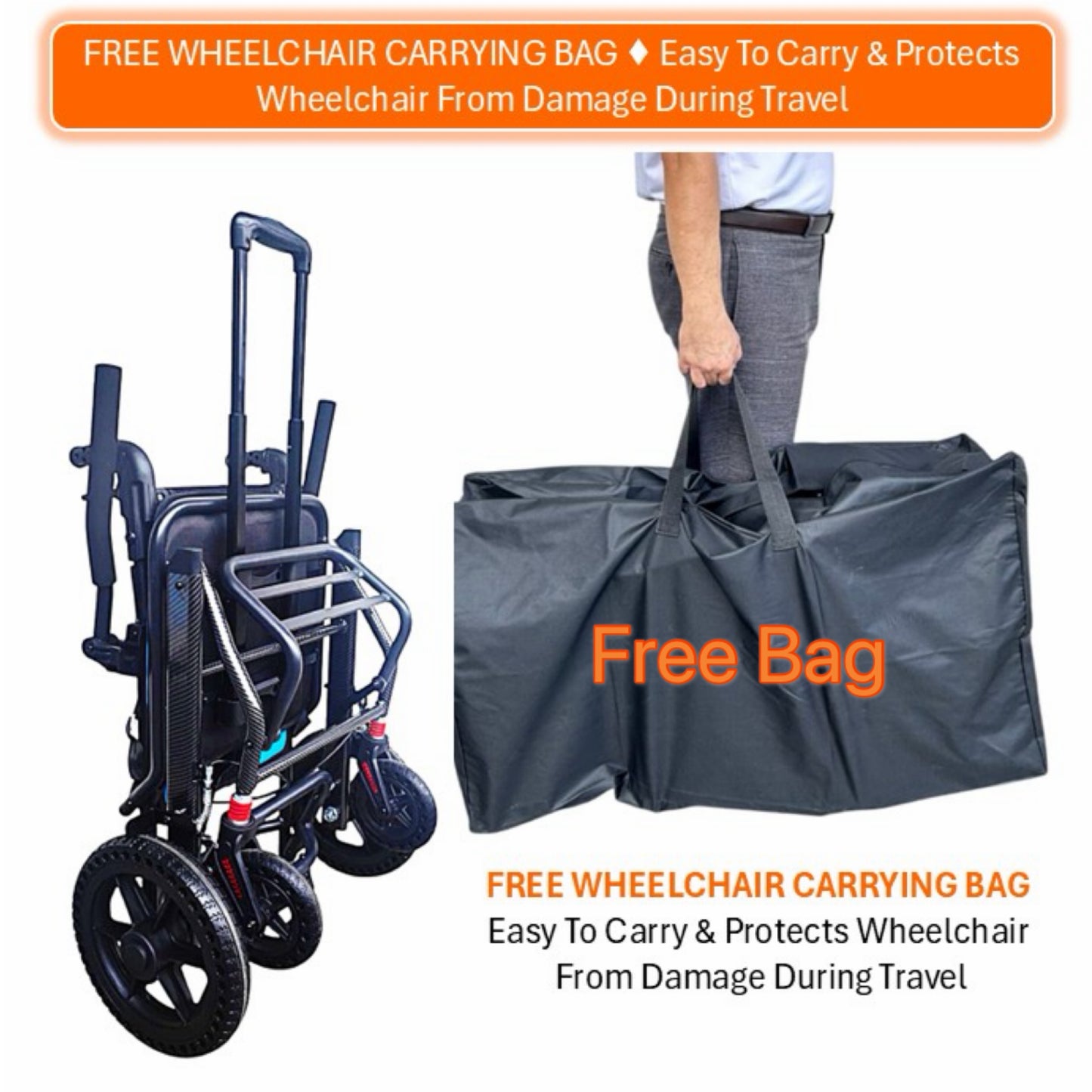 GETS TRAVEL LUXE11 ALUMINIUM PUSHCHAIR ♿️ Foldable, Flip-Back Armrests, Flip-Up Footrest, Retractable Pulling Rod