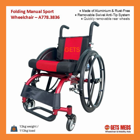 Aluminium Wheelchair ♿️ Manual Sport Wheelchair, Lightweight & Foldable