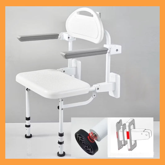 GETS Wall Mounted Shower Chair ♿️ Made of Stainless Steel, with uplift armrests