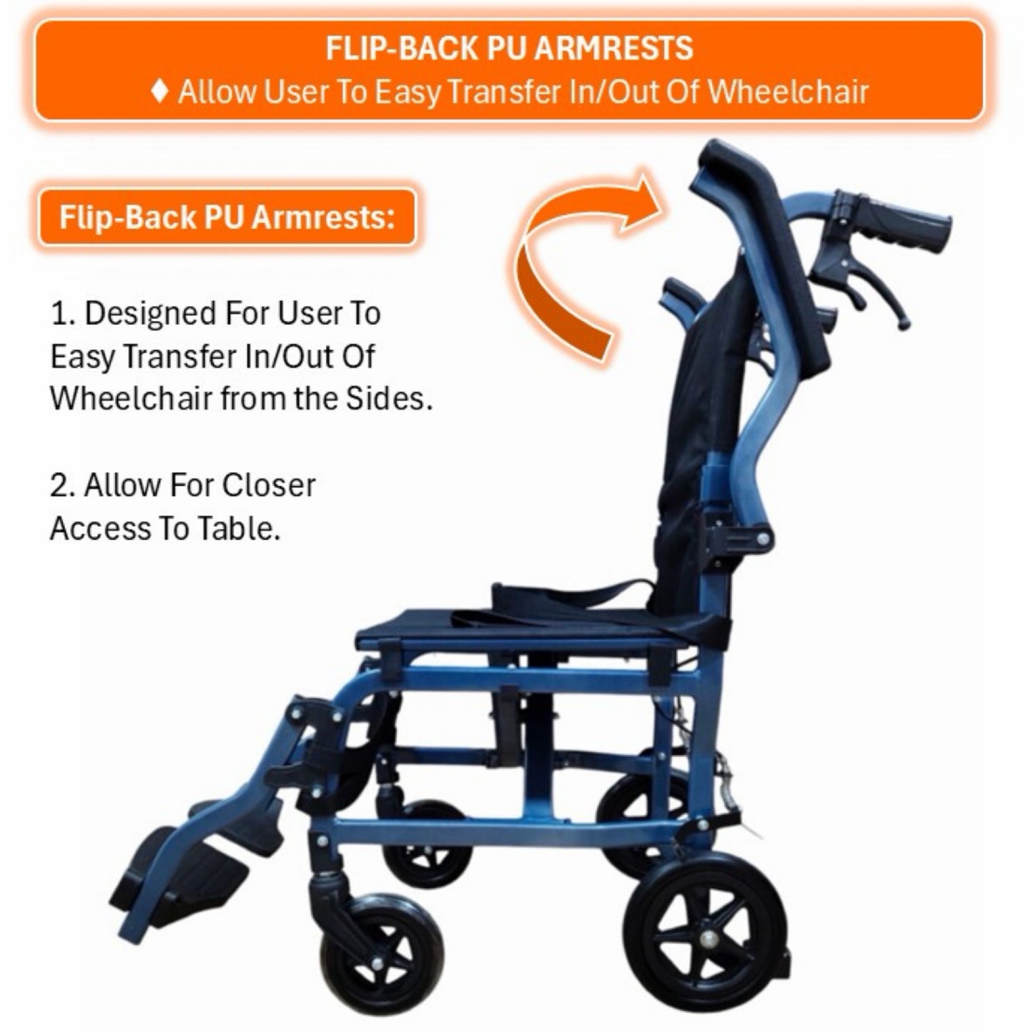 GETS SMART LITE8 ALUMINIUM PUSHCHAIR ♿️ Foldable Backrest, Flip-Back Armrests, Foldable Legrests, Lightest Weight8.5kg