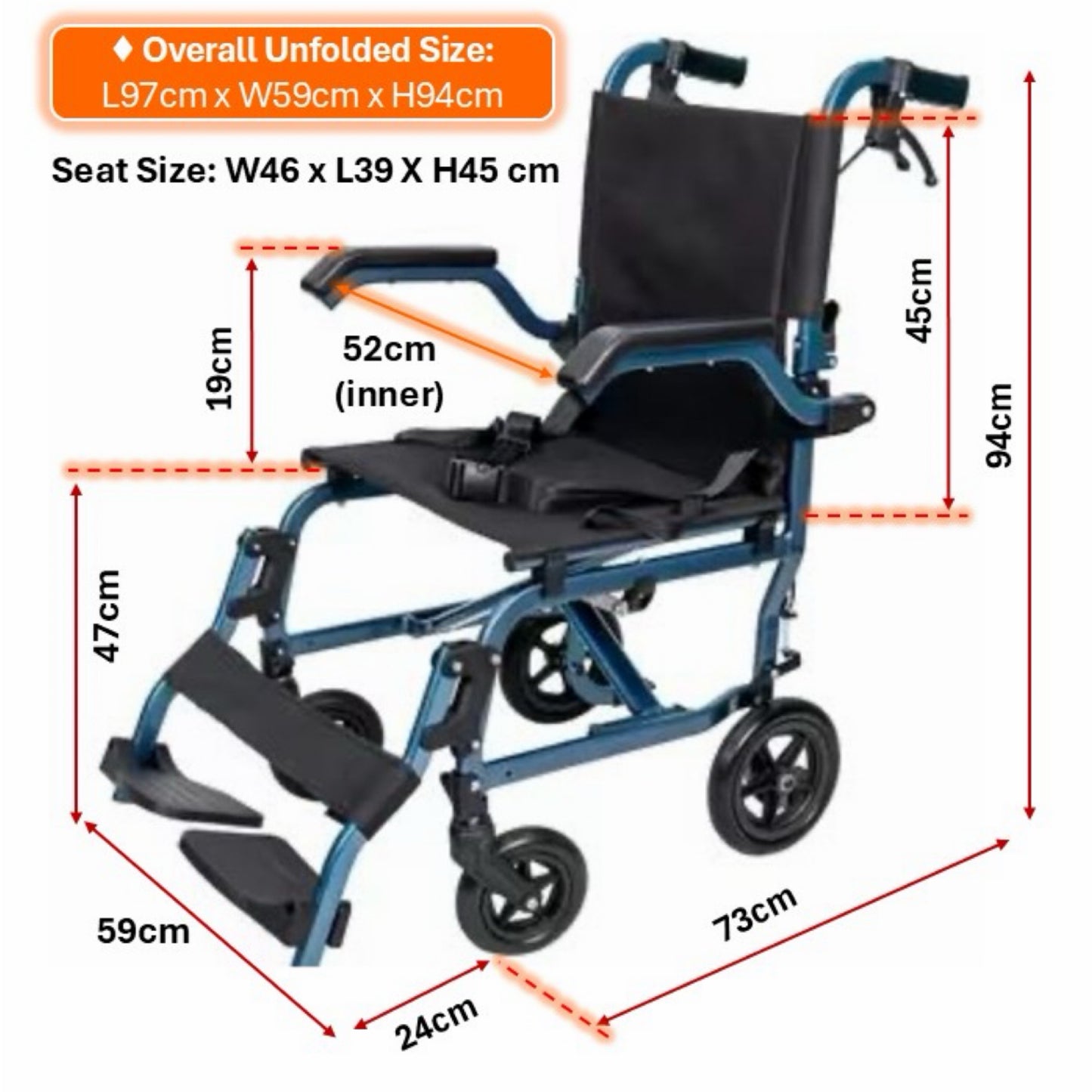 GETS SMART LITE8 ALUMINIUM PUSHCHAIR ♿️ Foldable Backrest, Flip-Back Armrests, Foldable Legrests, Lightest Weight8.5kg