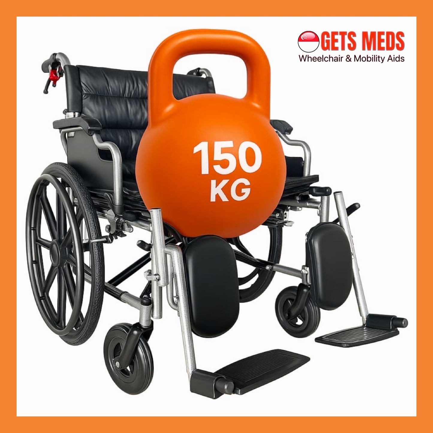 GETS LARGE WHEELCHAIR FOR USER WEIGHT 150KG ♿️ Foldable Backrest, Flip-Back PU Armrests, Elevating & Detachable Legrests, Removable Cushion, Anti-Tippers