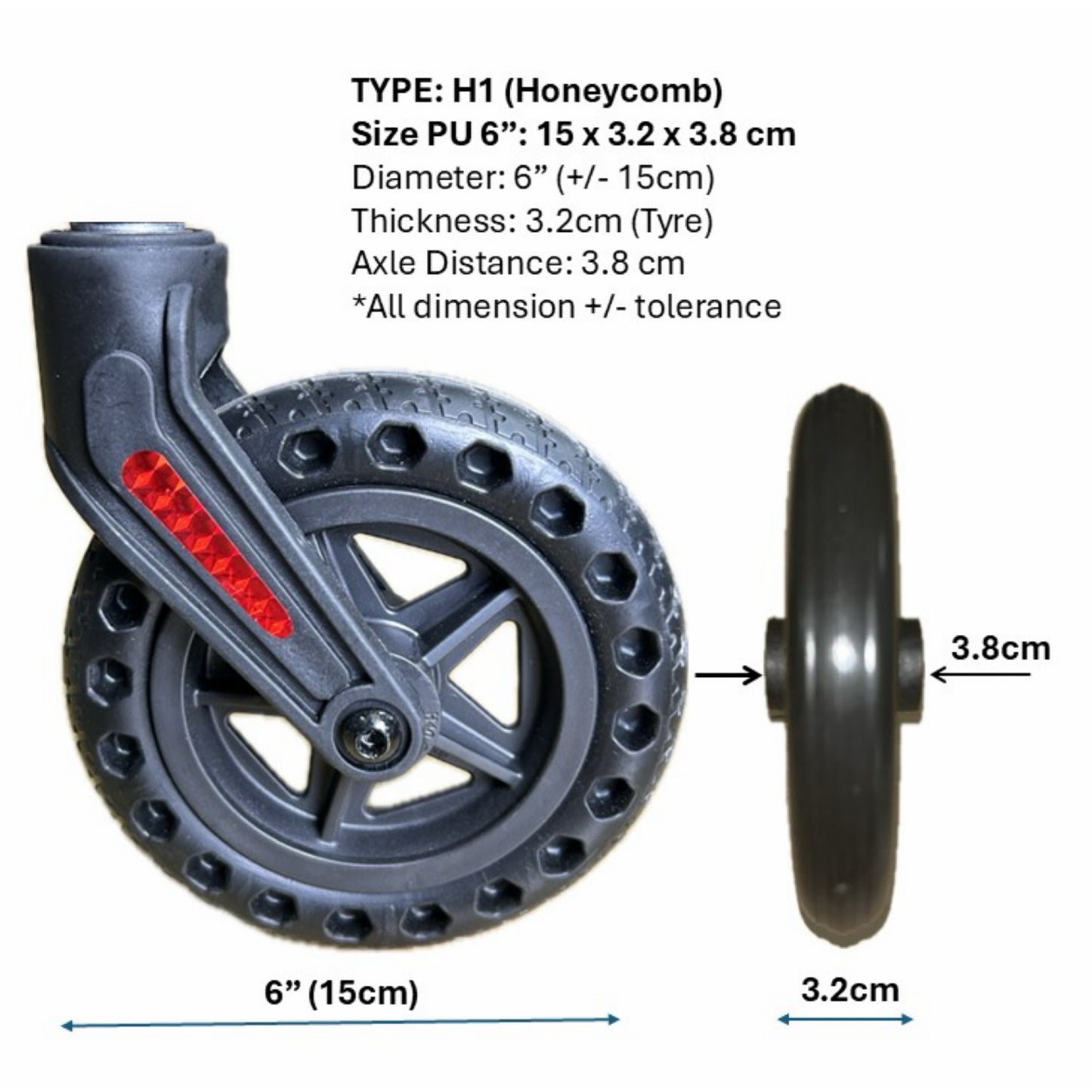 CASTOR WHEELS FOR WHEELCHAIR: GETS CASTOR WHEELS DIAMETER 5" (13cm), 6" (15cm), 7" (18cm) & 8" (20cm) FOR WHEELCHAIR