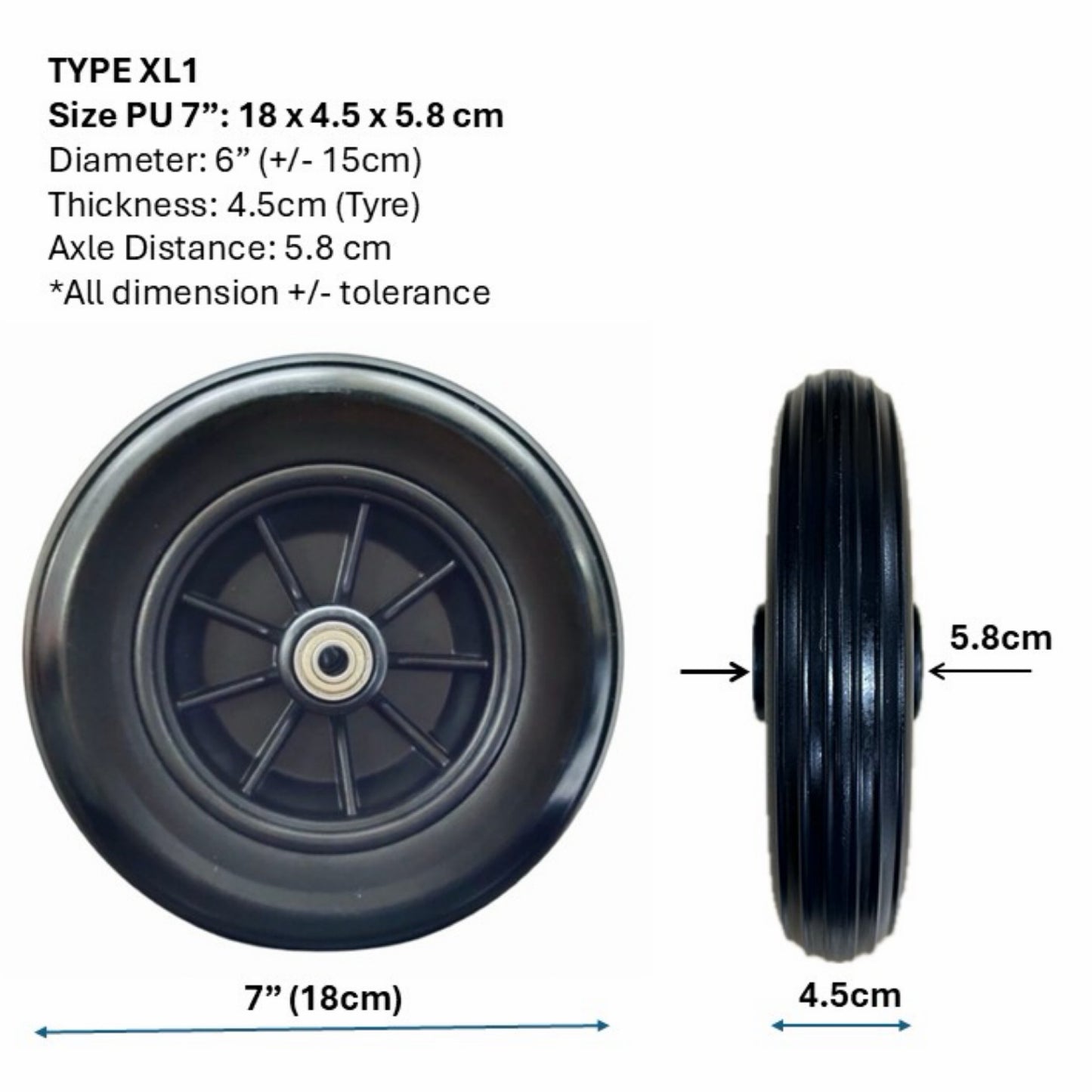 CASTOR WHEELS FOR WHEELCHAIR: GETS CASTOR WHEELS DIAMETER 5" (13cm), 6" (15cm), 7" (18cm) & 8" (20cm) FOR WHEELCHAIR