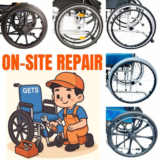 WHEELS FOR WHEELCHAIRS 20”, 22” & 24”: GETS REAR WHEELS W/O RIM, SOLID PU (POLYURETHANE) TYRE