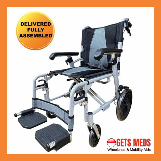 GETS S251F1Y ALUMINIUM WHEELCHAIR; Height-Adjustable PU Armrest & Flexible-Detachable Legrest