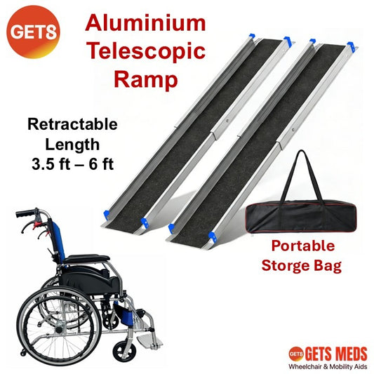 Ramps Aluminium Telescopic 1 Pair: GETS TS20-183 Length 6-Ft Retractable & Portable