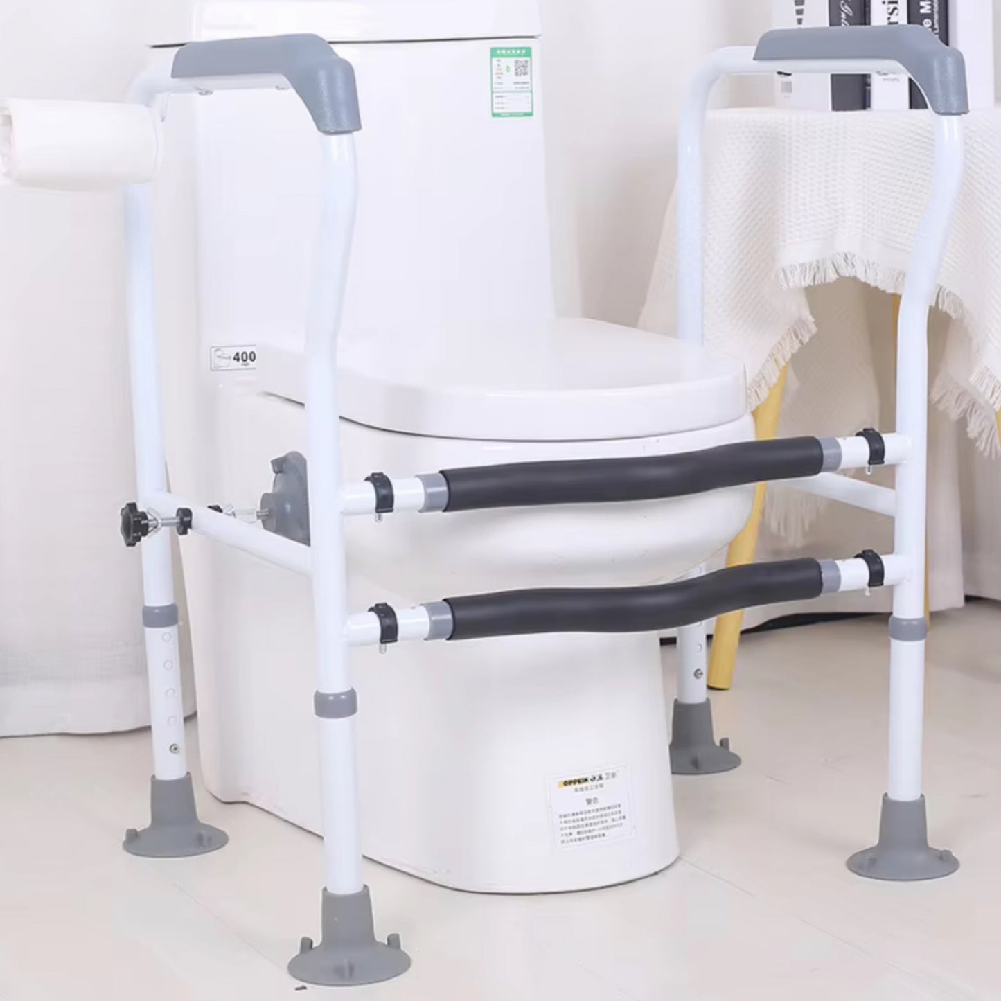 TOILET BOWL ARMREST SUPPORT RAIL G841 : GETS TOILET BOWL ARMREST SUPPORT FOR LOAD 135KG WITH LARGE SUCTION CUP FOOT PADS
