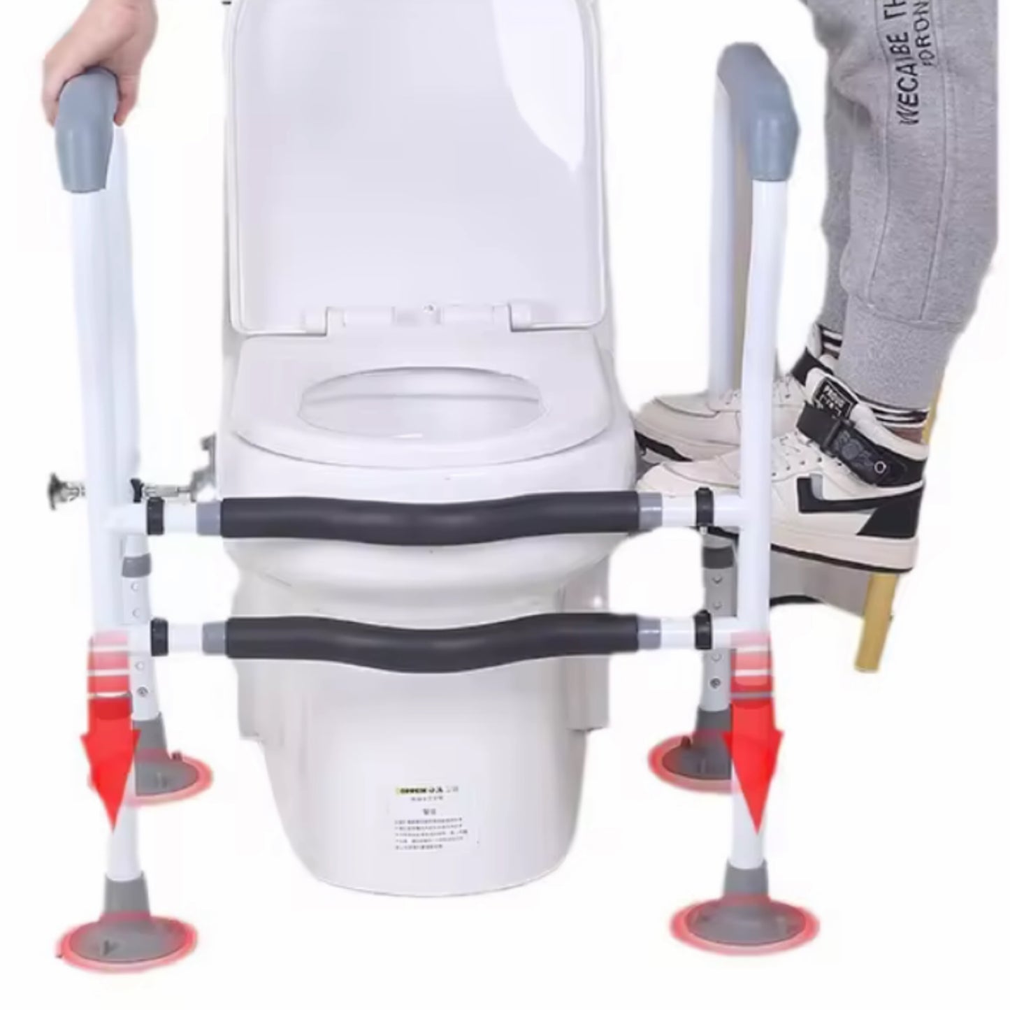 TOILET BOWL ARMREST SUPPORT RAIL G841 : GETS TOILET BOWL ARMREST SUPPORT FOR LOAD 135KG WITH LARGE SUCTION CUP FOOT PADS