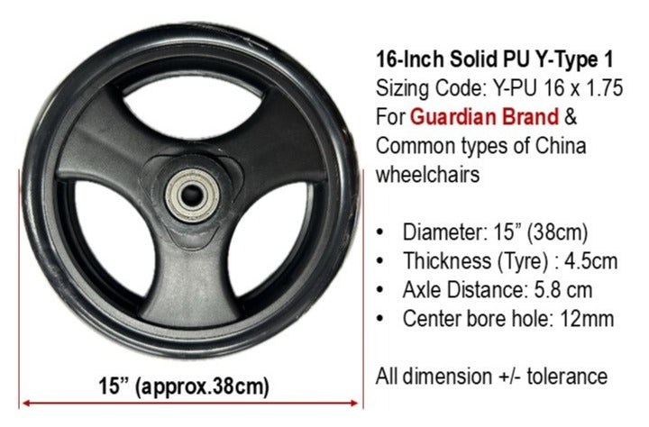 WHEELS FOR WHEELCHAIRS 14-INCH TO 16-INCH: GETS WHEELS SIZING CODE 16 x 1 3/8 SIZING CODE 16 X 1.75