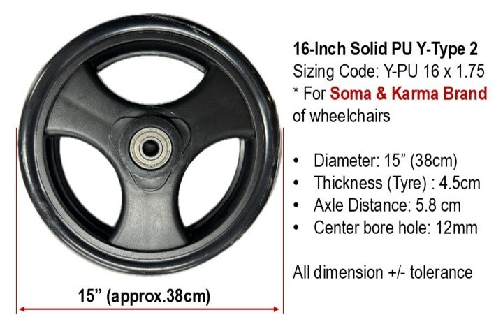 WHEELS FOR WHEELCHAIRS 14-INCH TO 16-INCH: GETS WHEELS SIZING CODE 16 x 1 3/8 SIZING CODE 16 X 1.75