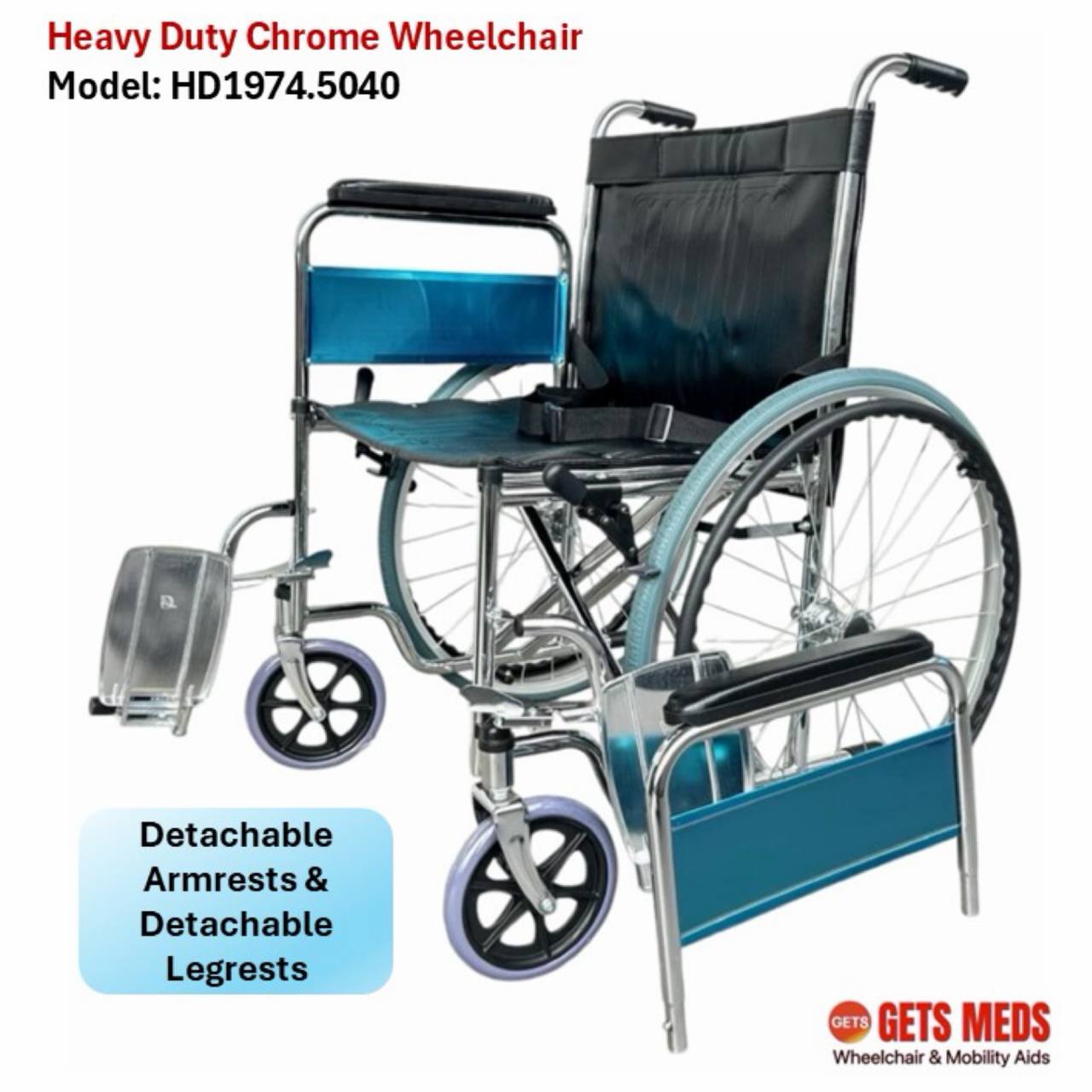 GETS Wheelchair ♿️Heavy Duty Wheelchair max load 125kg