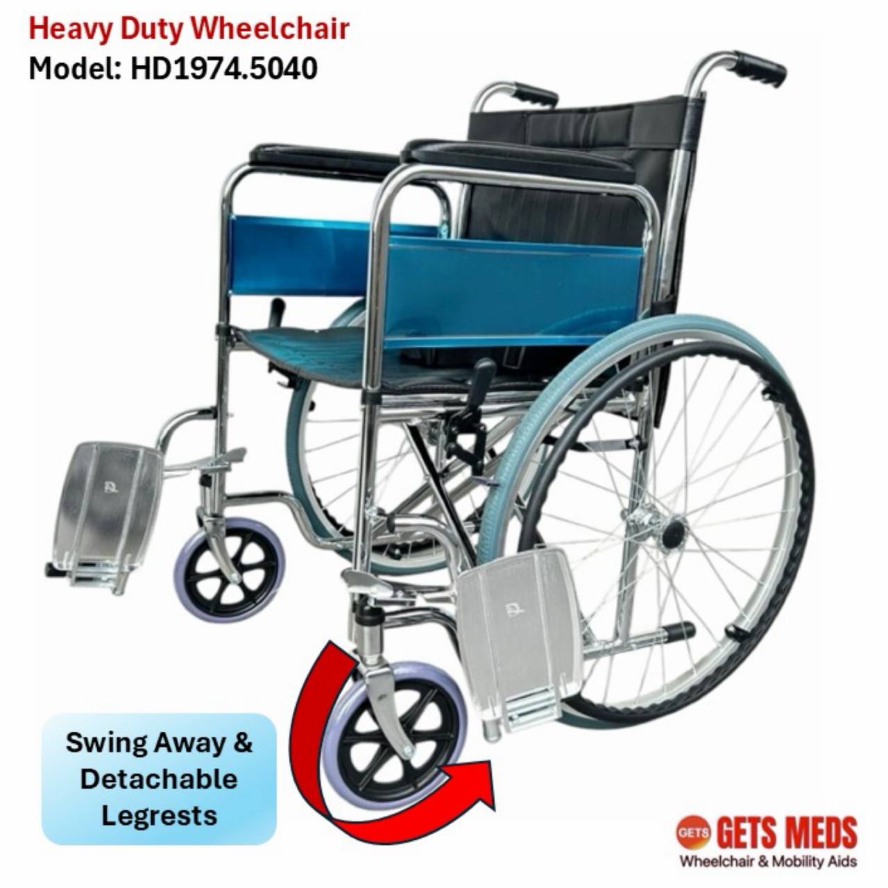 GETS Wheelchair ♿️Heavy Duty Wheelchair max load 125kg